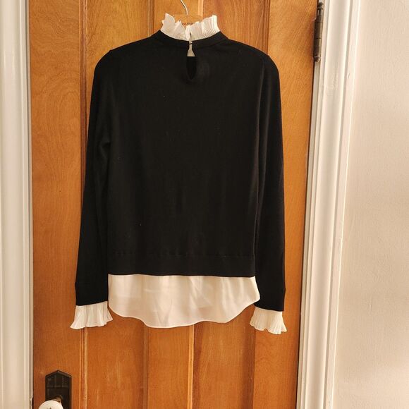 Ted Baker Kaarina Layered Look Black & White Ruffled Neck Sweater Sz 1UK/4 (S) - Picture 6 of 12